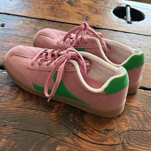 Pink and Green Athletic Sneakers